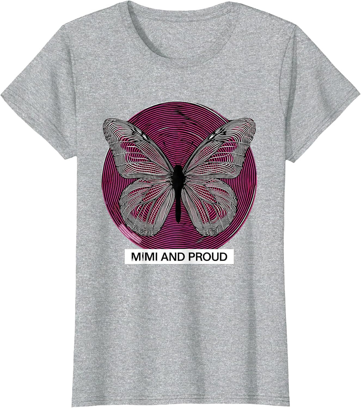 Mimi And Proud Grandma Pride Design T-Shirt - Heather Grey