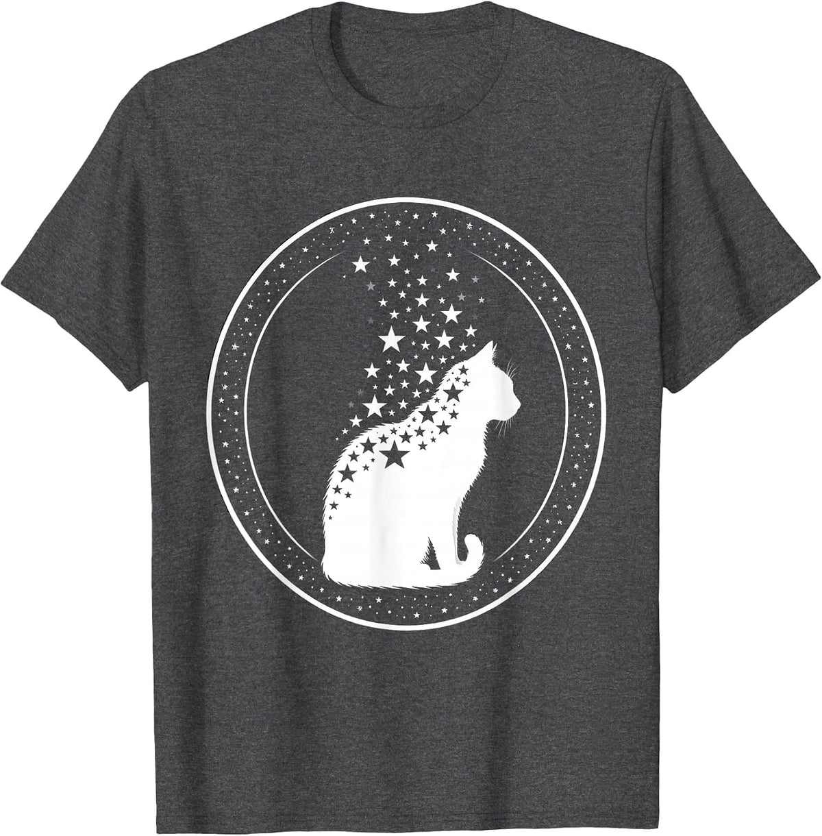 Men's Cat Dissolving Into Stars Constellation Art T-Shirt - Dark Heather Grey