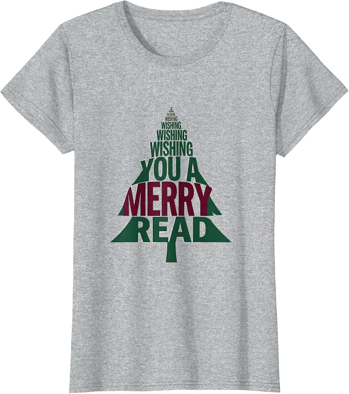 Wishing You A Merry Read Funny Book Lover Bookworm Humor T-Shirt - Heather Grey