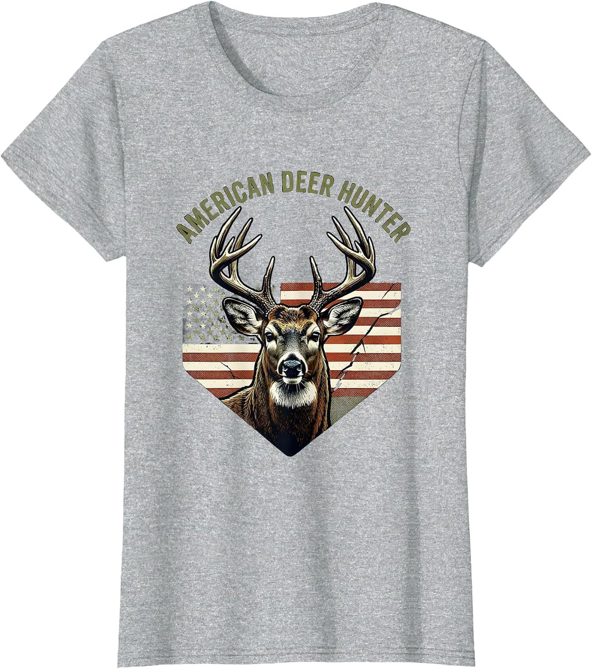 American Deer Hunter Whitetail Buck Antlers Hunting Dad Gift T-Shirt - Heather Grey
