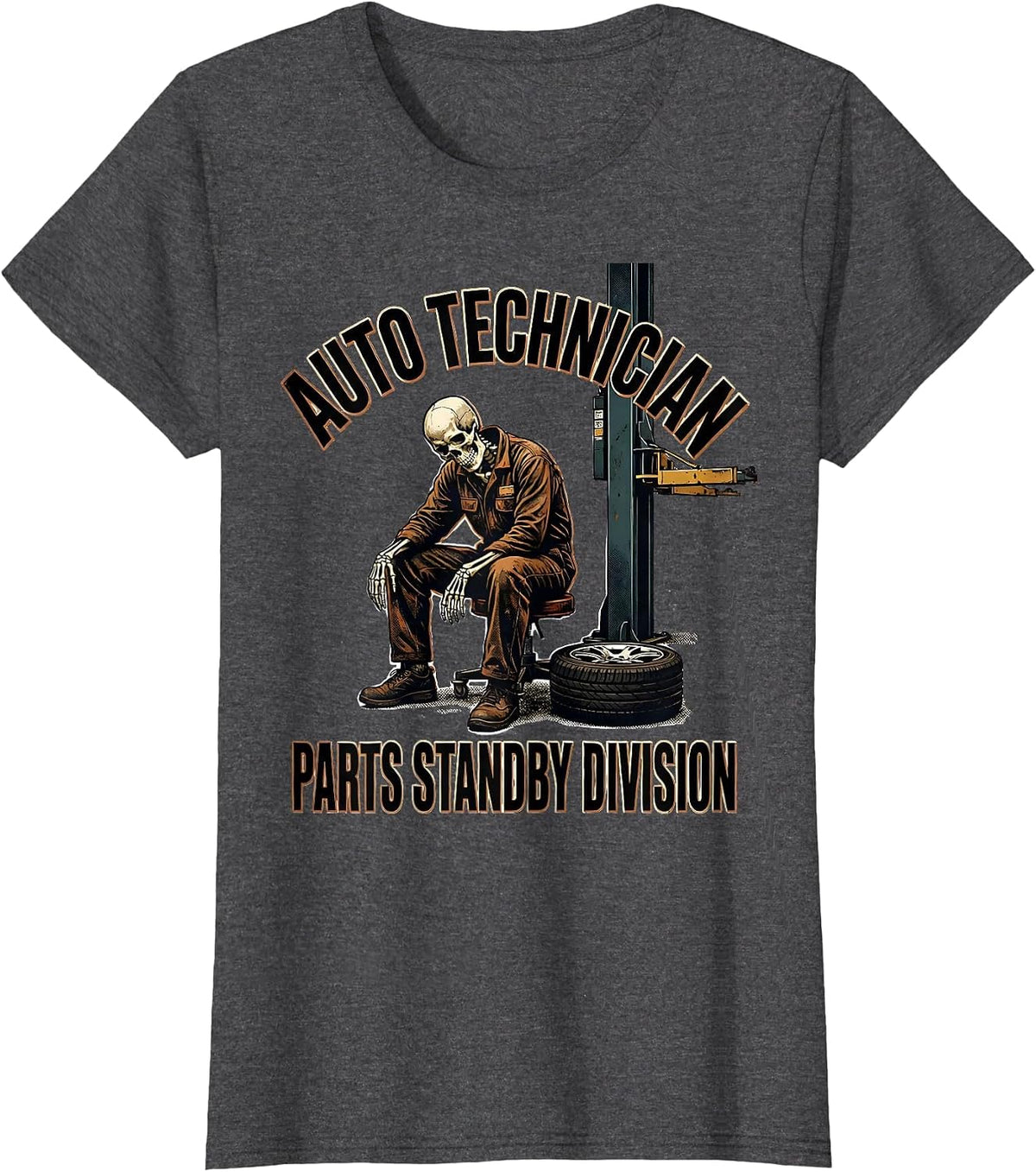 Women's Auto Technician Parts Standby Division Funny Mechanic T-Shirt - Dark Heather Grey