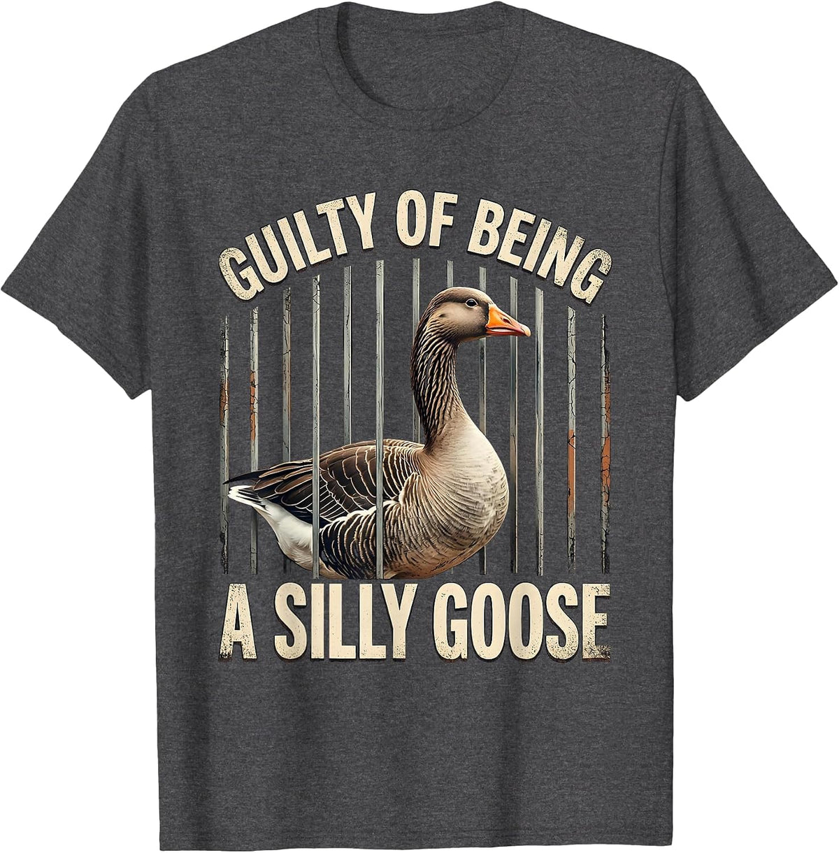 Guilty Of Being A Silly Goose Funny Goose Meme Animal Lover T-Shirt - Dark Heather Grey