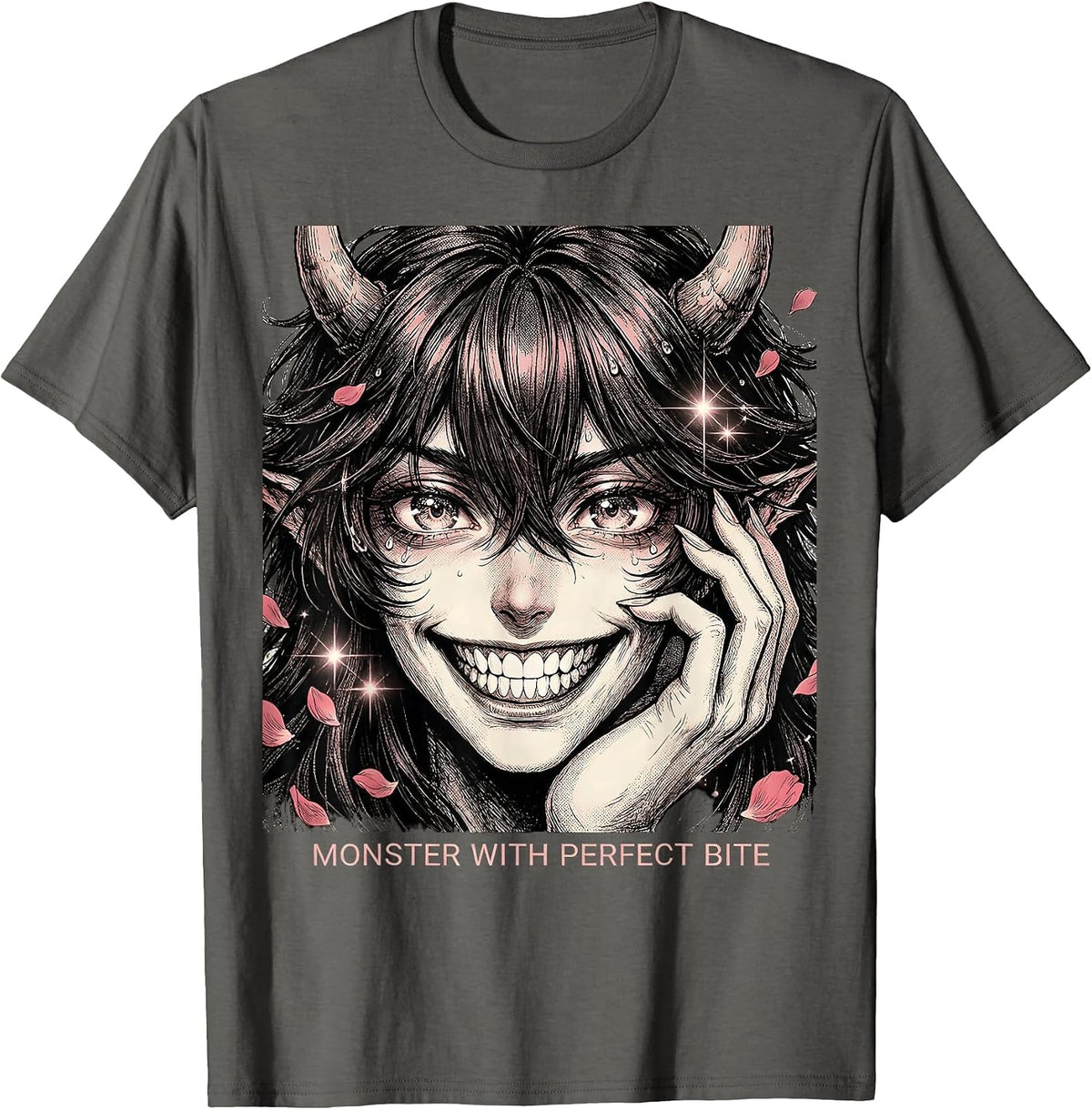 Monster With Perfect Bite Halloween Dental Design T-Shirt - Asphalt Grey