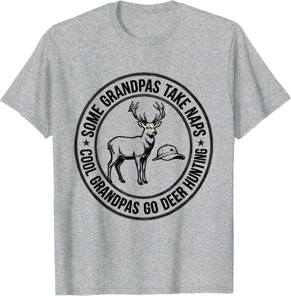 Men's Some Grandpas Take Naps Cool Grandpas Go Deer Hunting T-Shirt - Heather Grey