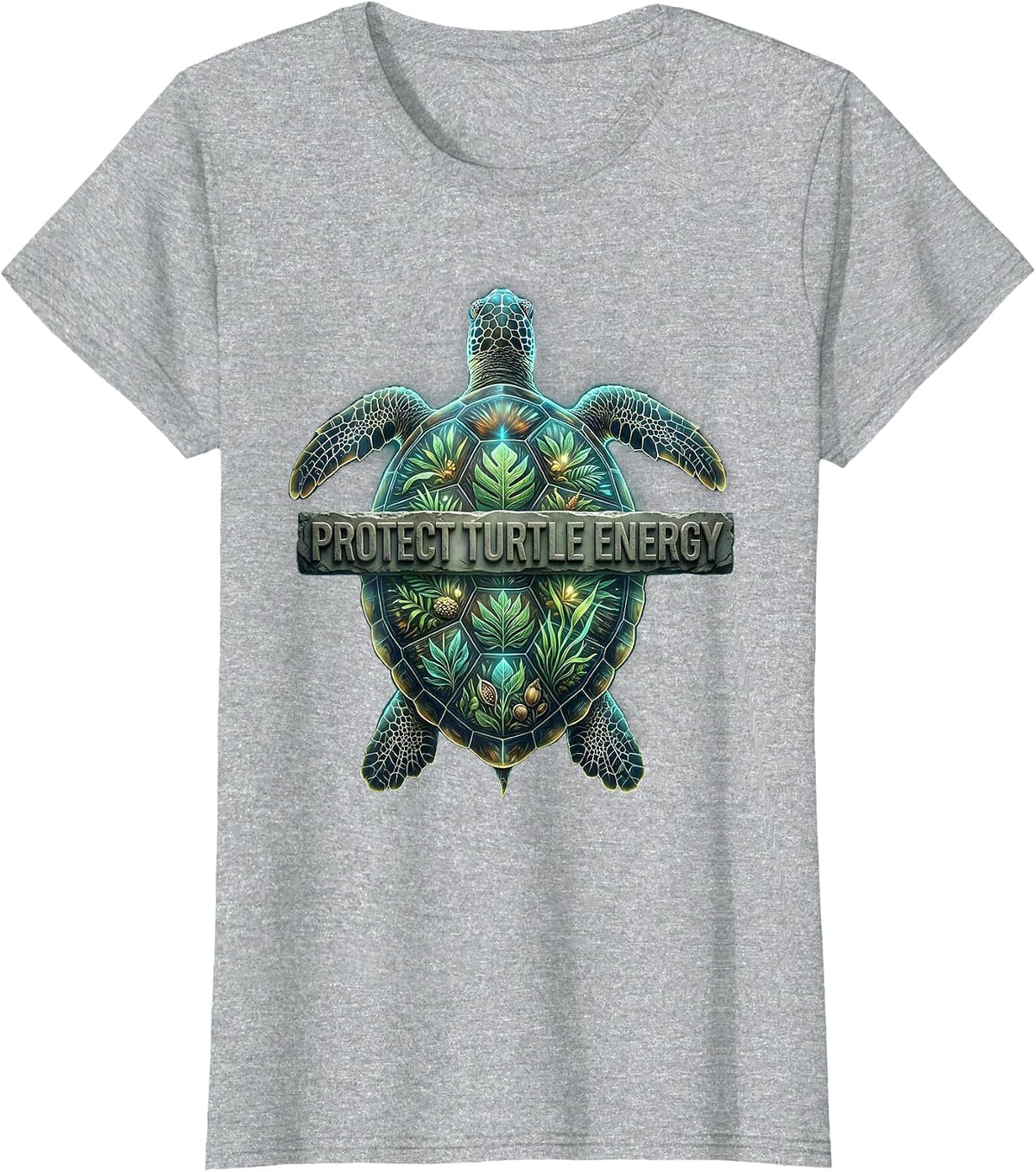 Protect Turtle Energy Ocean Wildlife Design T-Shirt - Heather Grey