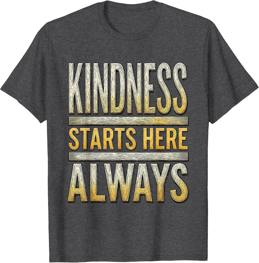 Men's Kindness Starts Here Always Preschool Teacher T-Shirt - Dark Heather Grey
