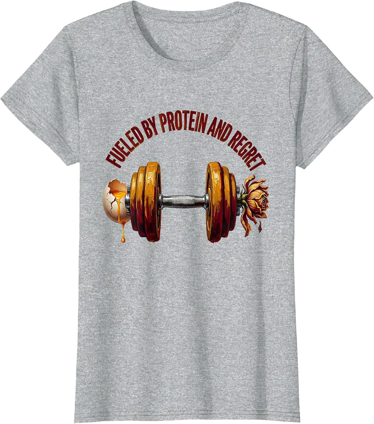 Fueled by Protein and Regret Funny Gym Design T-Shirt - Heather Grey