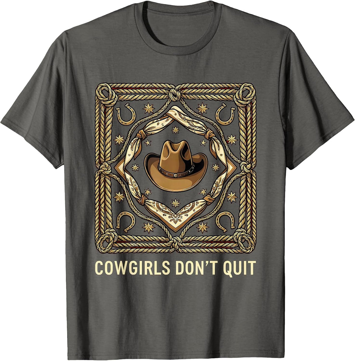 Men's Cowgirls Don't Quit Western Rodeo Design T-Shirt - Asphalt Grey