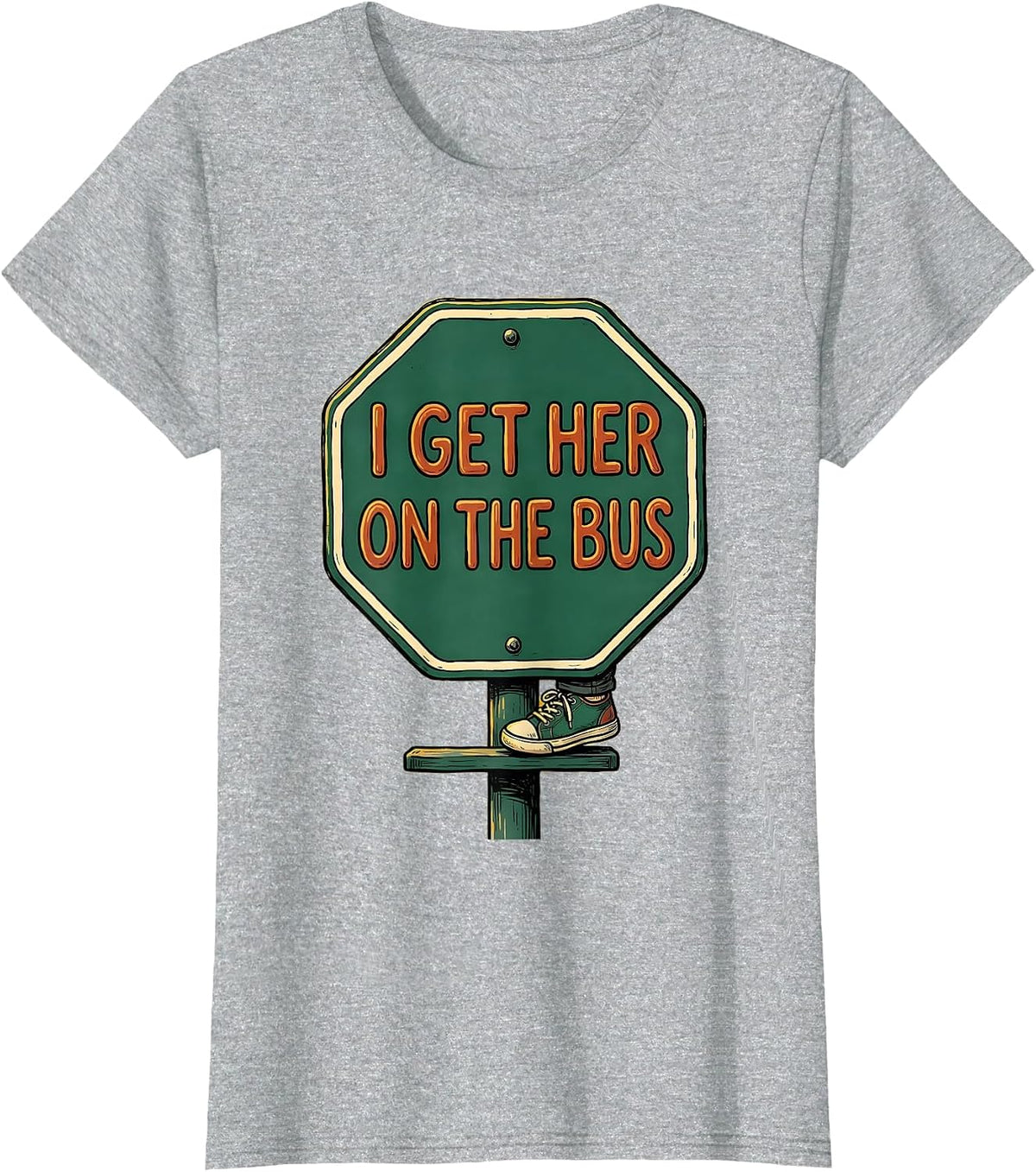 Women's I Get Her On The Bus Funny Paraprofessional Paraeducator T-Shirt - Heather Grey