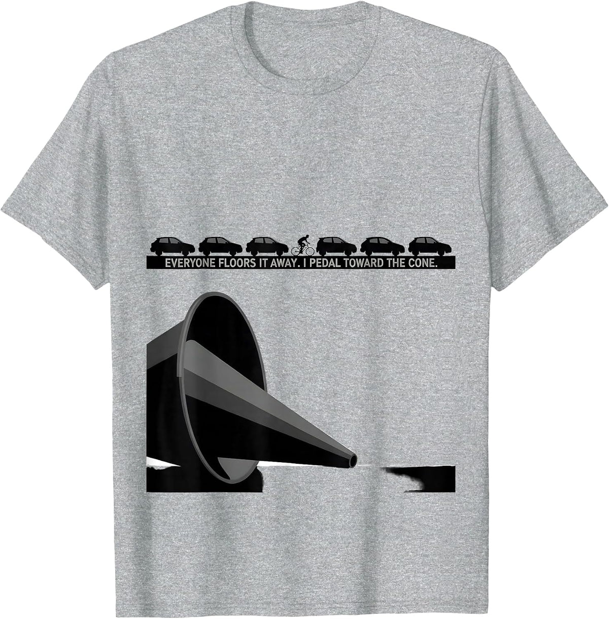 Men's Everyone Floors It Away. I Pedal Toward The Cone. Storm T-Shirt - Heather Grey