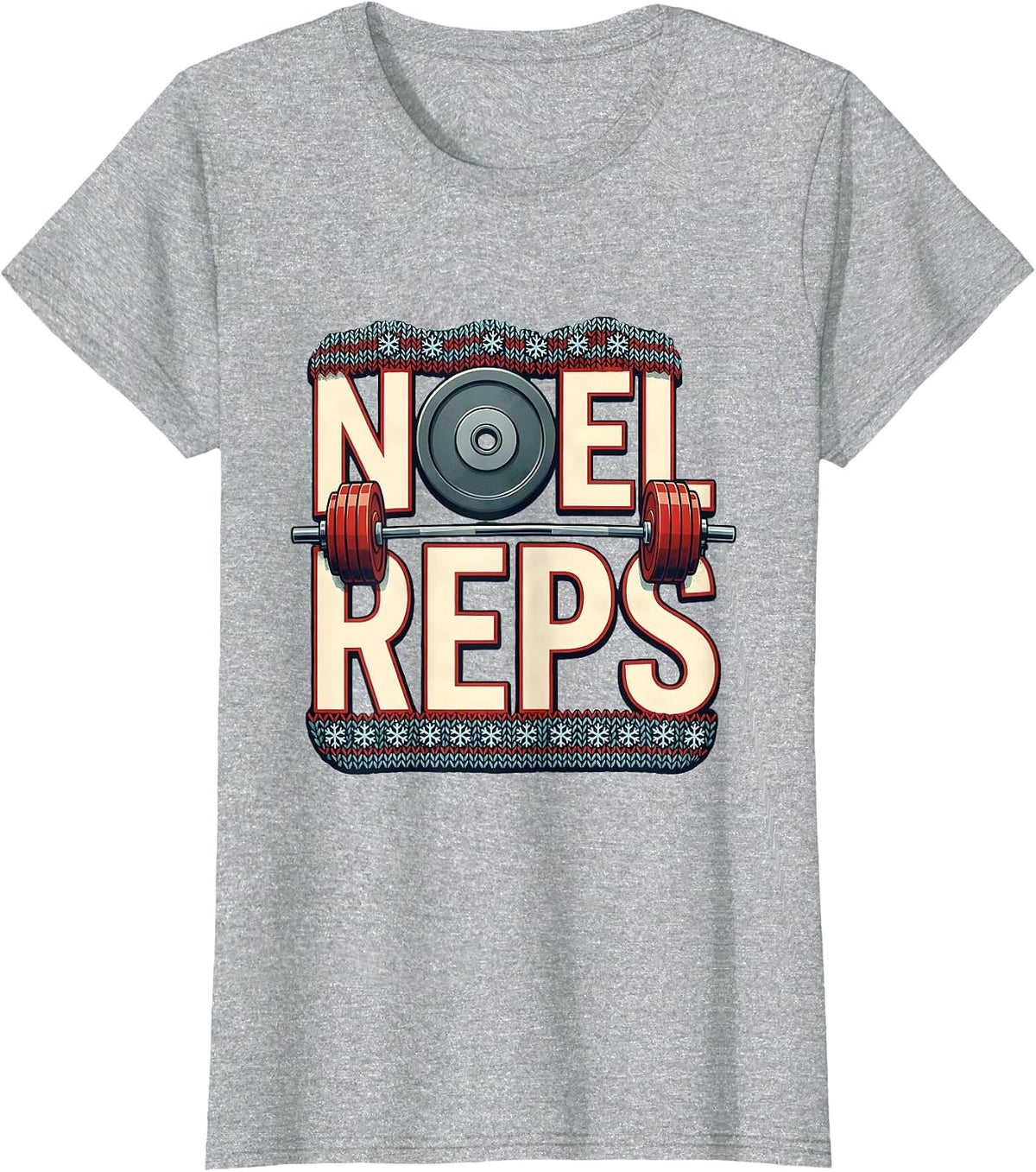Women's Noel Reps Funny Christmas Gym Weightlifting Workout Fitness T-Shirt - Heather Grey