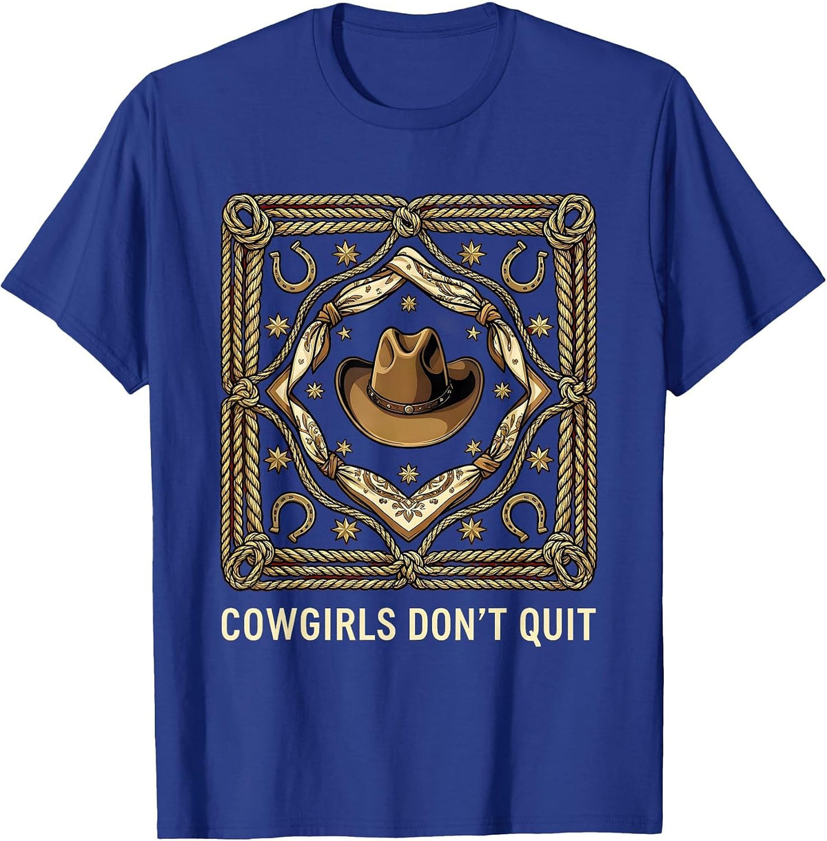 Men's Cowgirls Don't Quit Western Rodeo Design T-Shirt - Royal Blue