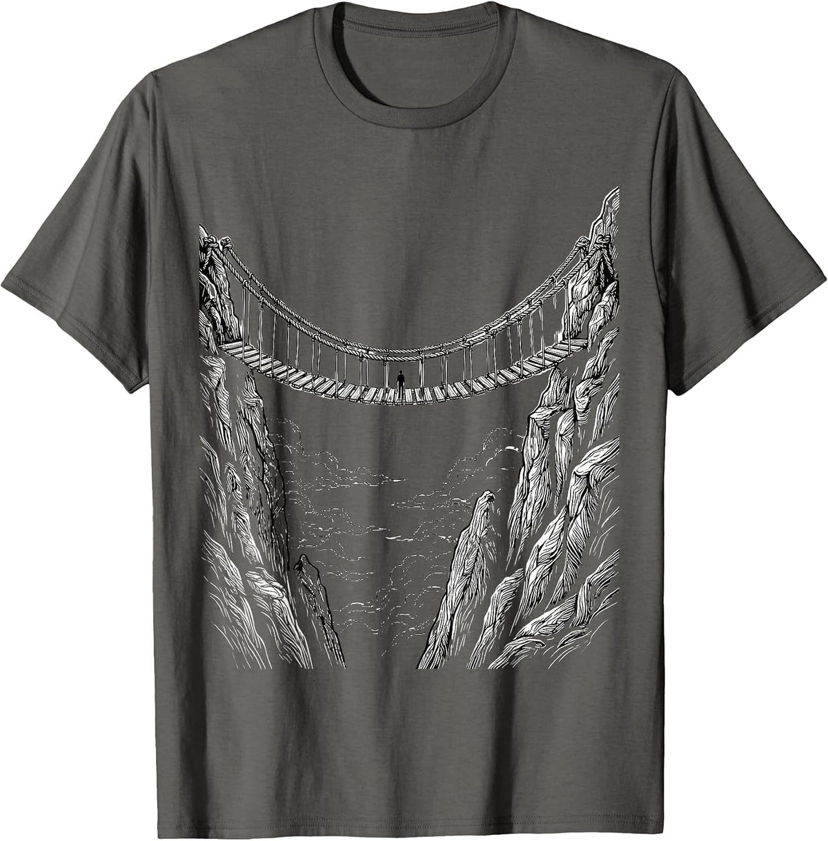 Men's School Counselor Rope Bridge Mountain Graphic T-Shirt - Asphalt Grey