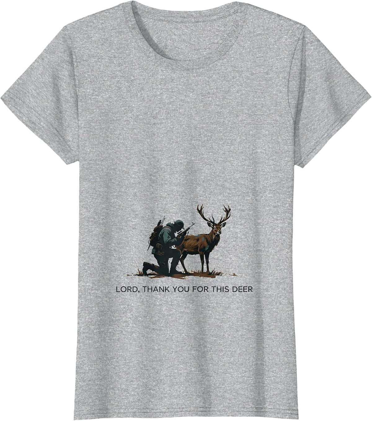 Lord, Thank You For This Deer Minimalist Hunting Faith Gift T-Shirt - Heather Grey