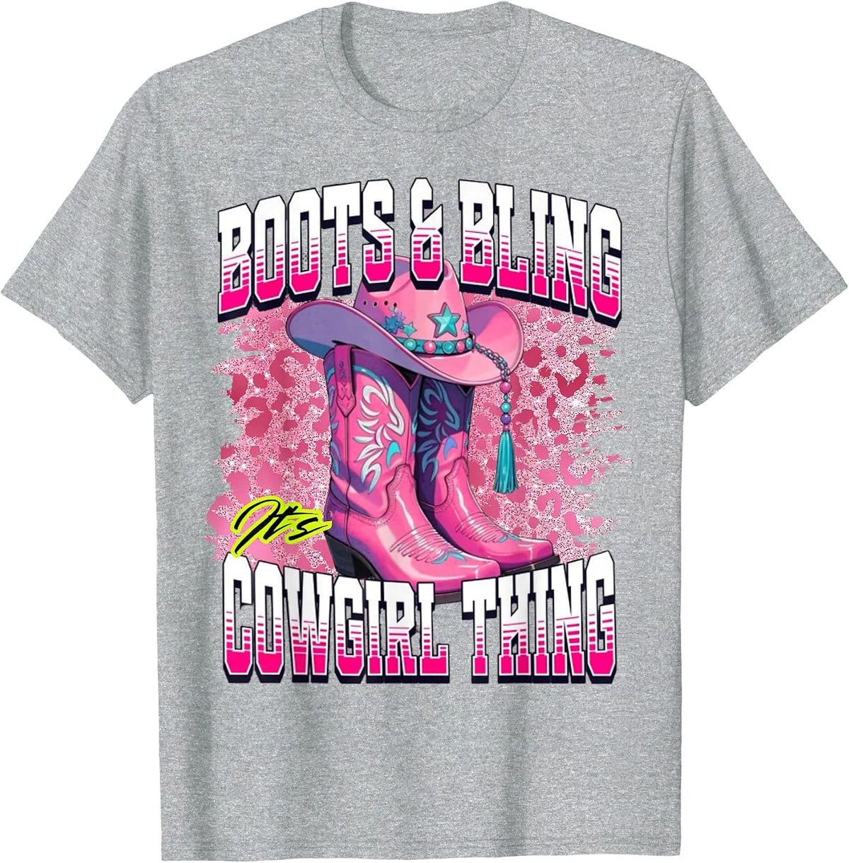 Boots and Bling It's A Cowgirl Thing Western Rodeo Cowgirls T-Shirt - Heather Grey