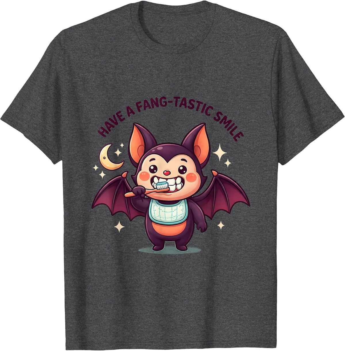 Men's Have A Fang-tastic Smile Cute Kawaii Halloween Dentist T-Shirt - Dark Heather Grey