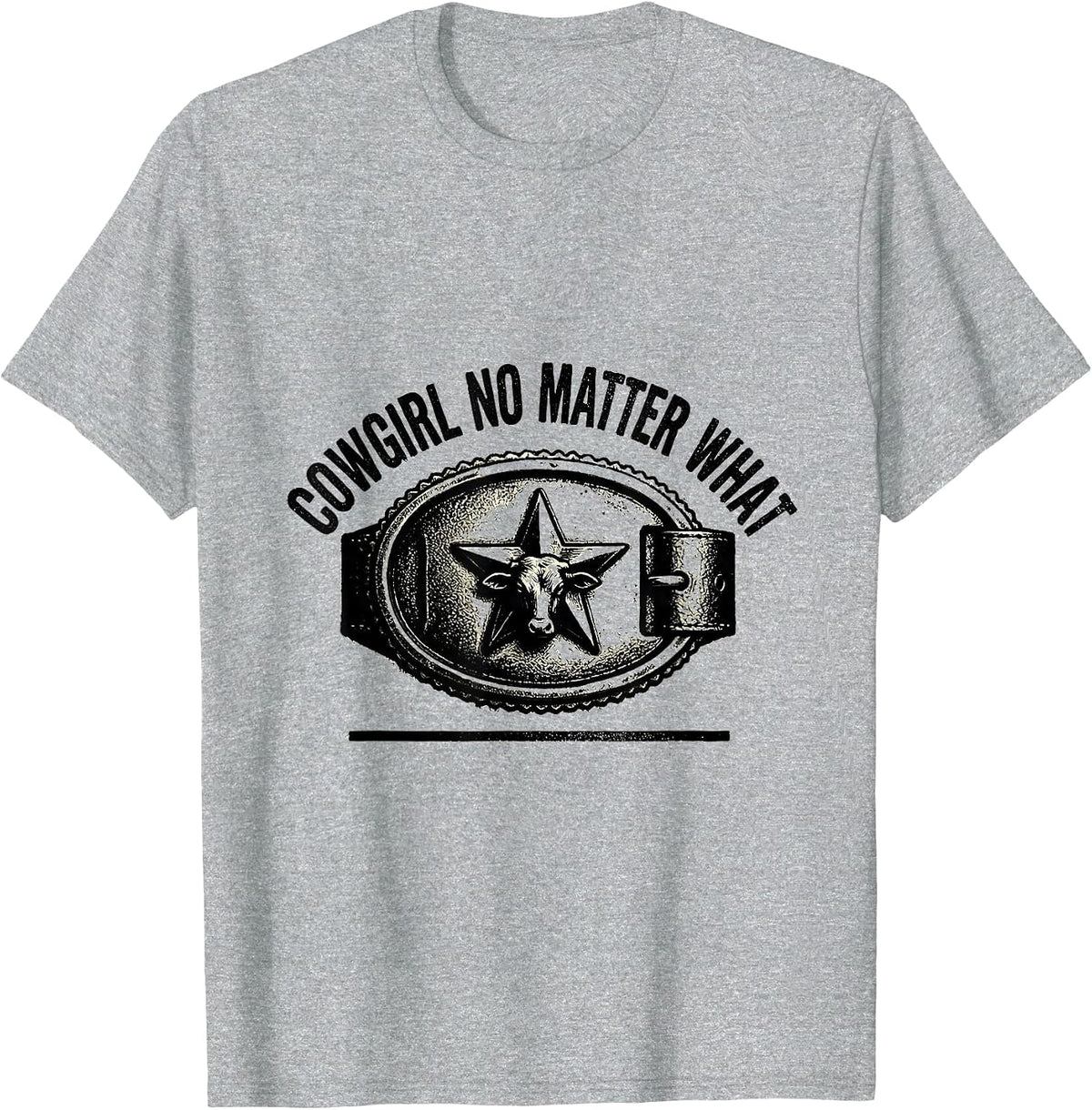 Men's Cowgirl No Matter What Rubber Stamp Western Rodeo Pride T-Shirt - Heather Grey
