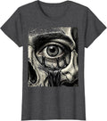 Women's Emo Crying Eye Black Tears Pale Face Graphic T-Shirt - Dark Heather Grey
