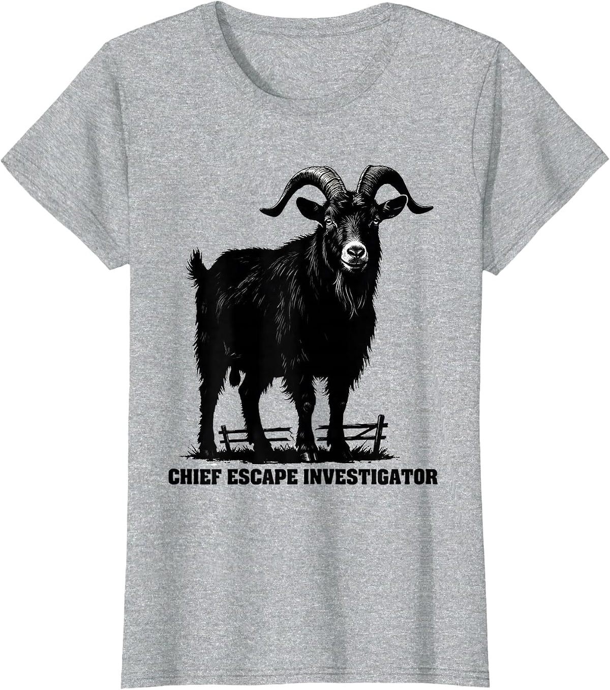 Chief Escape Investigator Funny Goat Lover Farm Humor T-Shirt - Heather Grey