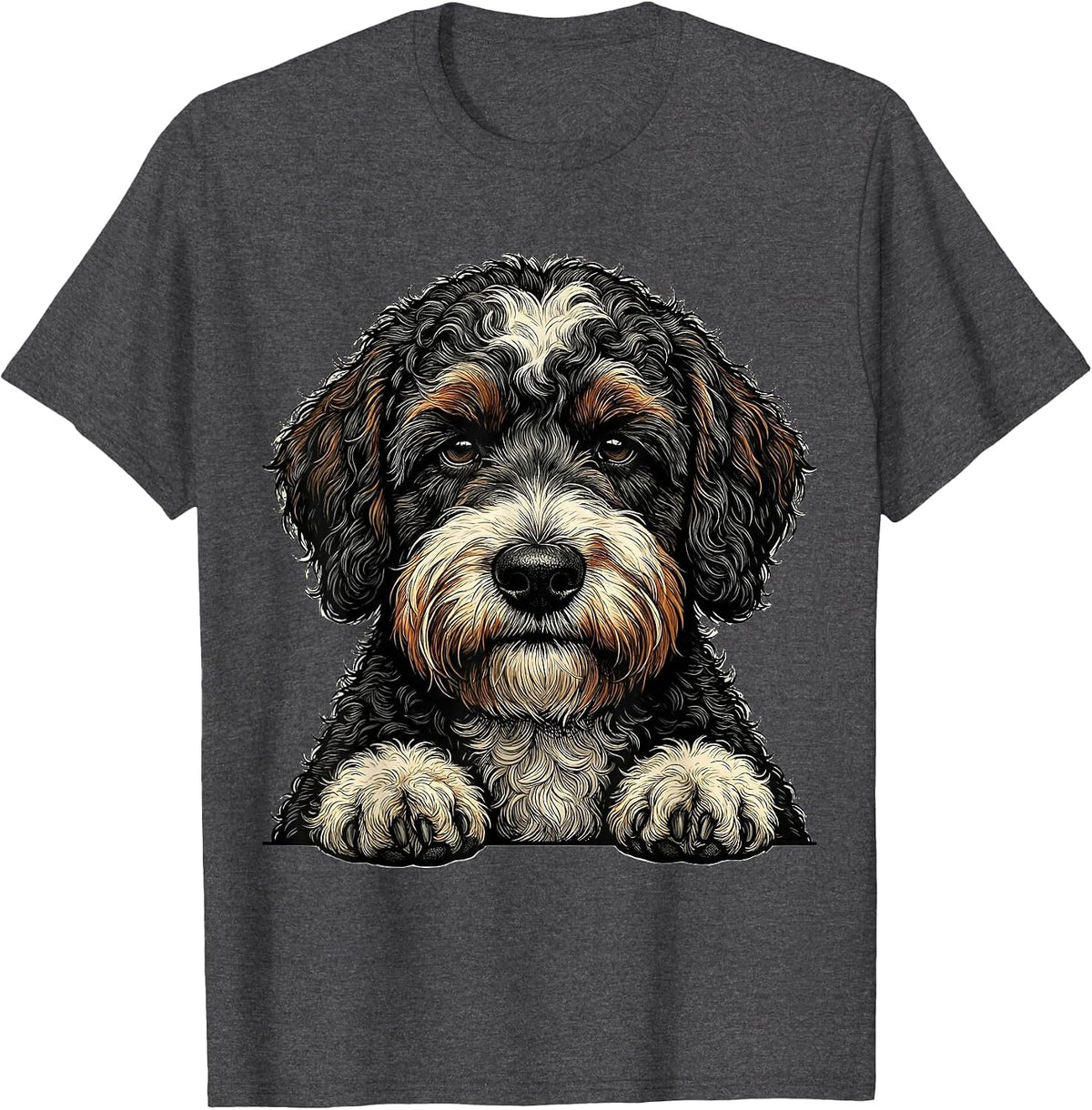 Bernedoodle Unimpressed Face Funny Dog Lover Gift T-Shirt - Dark Heather Grey