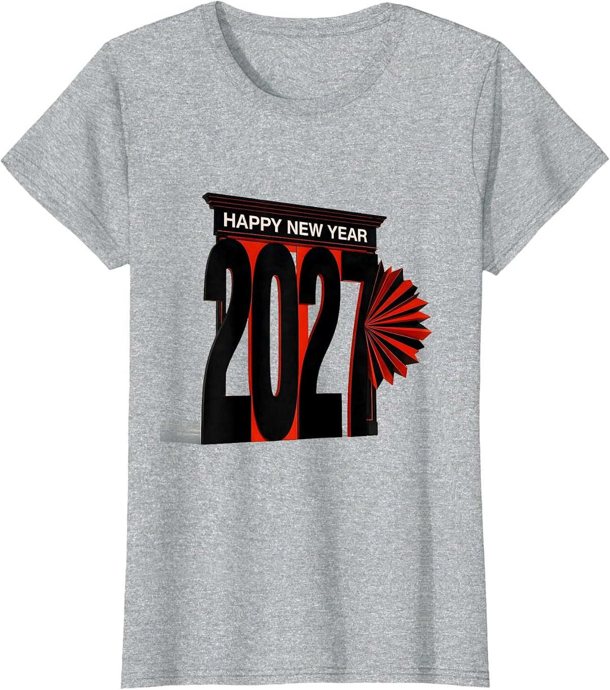 Happy New Year 2027 Minimalist Party Family Matching T-Shirt - Heather Grey