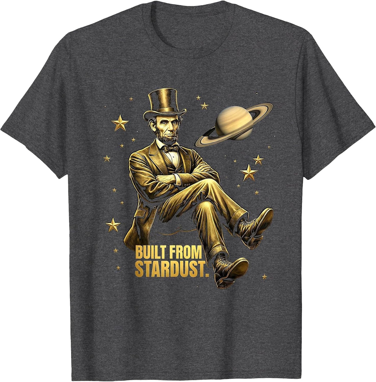 Built From Stardust Cosmic Universe Design T-Shirt - Dark Heather Grey