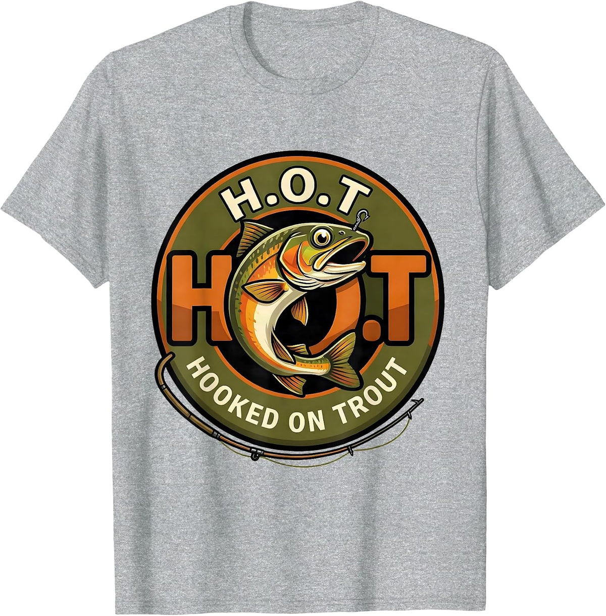 Men's H.O.T. Hooked On Trout Funny Fishing Humor Angler Gift T-Shirt - Heather Grey