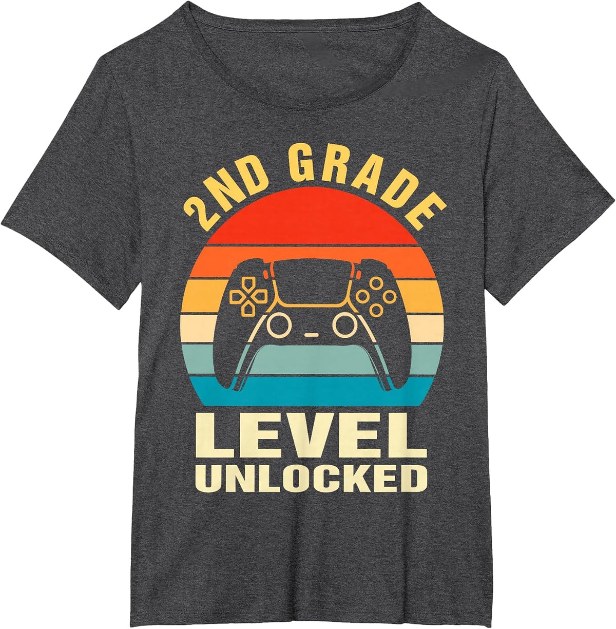 2nd Grade Level Unlocked Video Game Back to School Boys T-Shirt - Dark Heather Grey