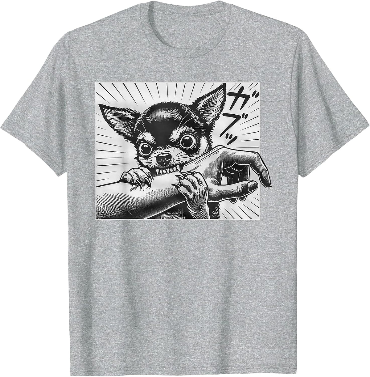 Chihuahua Dog Bite Funny Chihuahua Lover T-Shirt - Heather Grey