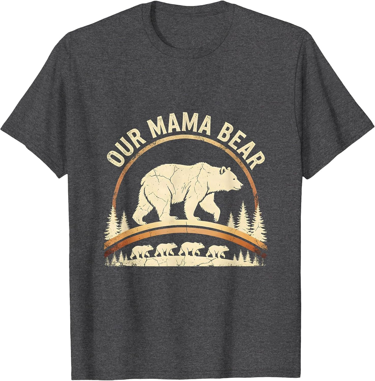 Men's Our Mama Bear Boho Western Mama Cub Matching Family T-Shirt - Dark Heather Grey