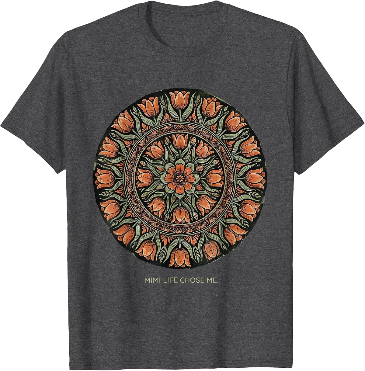 Mimi Life Chose Me Grandma Design T-Shirt - Dark Heather Grey