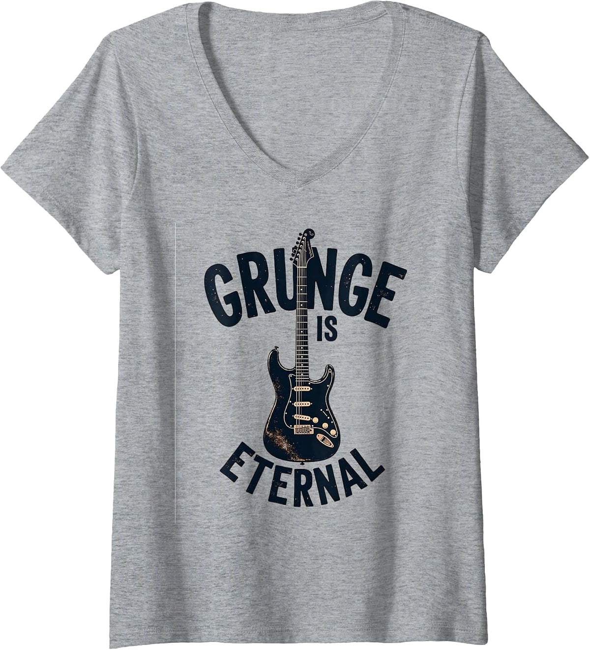 Women's Grunge Is Eternal 90s Band Rock Music Design V-Neck T-Shirt - Heather Grey