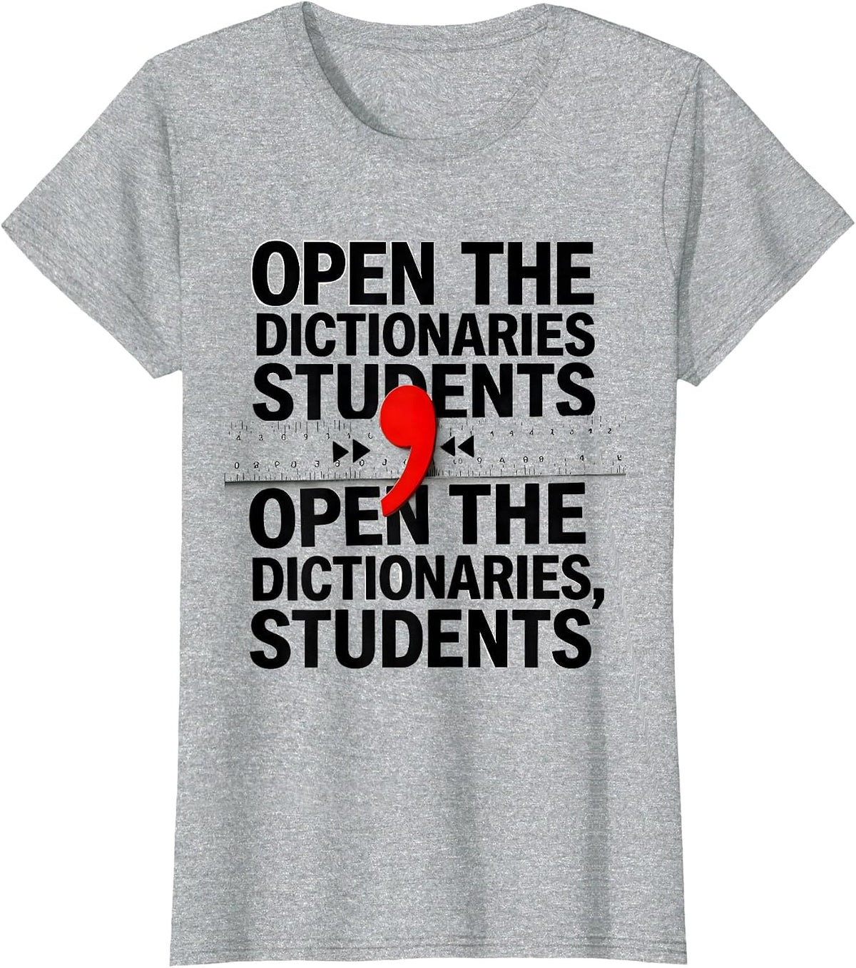 Women's Open the Dictionaries Students Funny Grammar Teacher Humor T-Shirt - Heather Grey