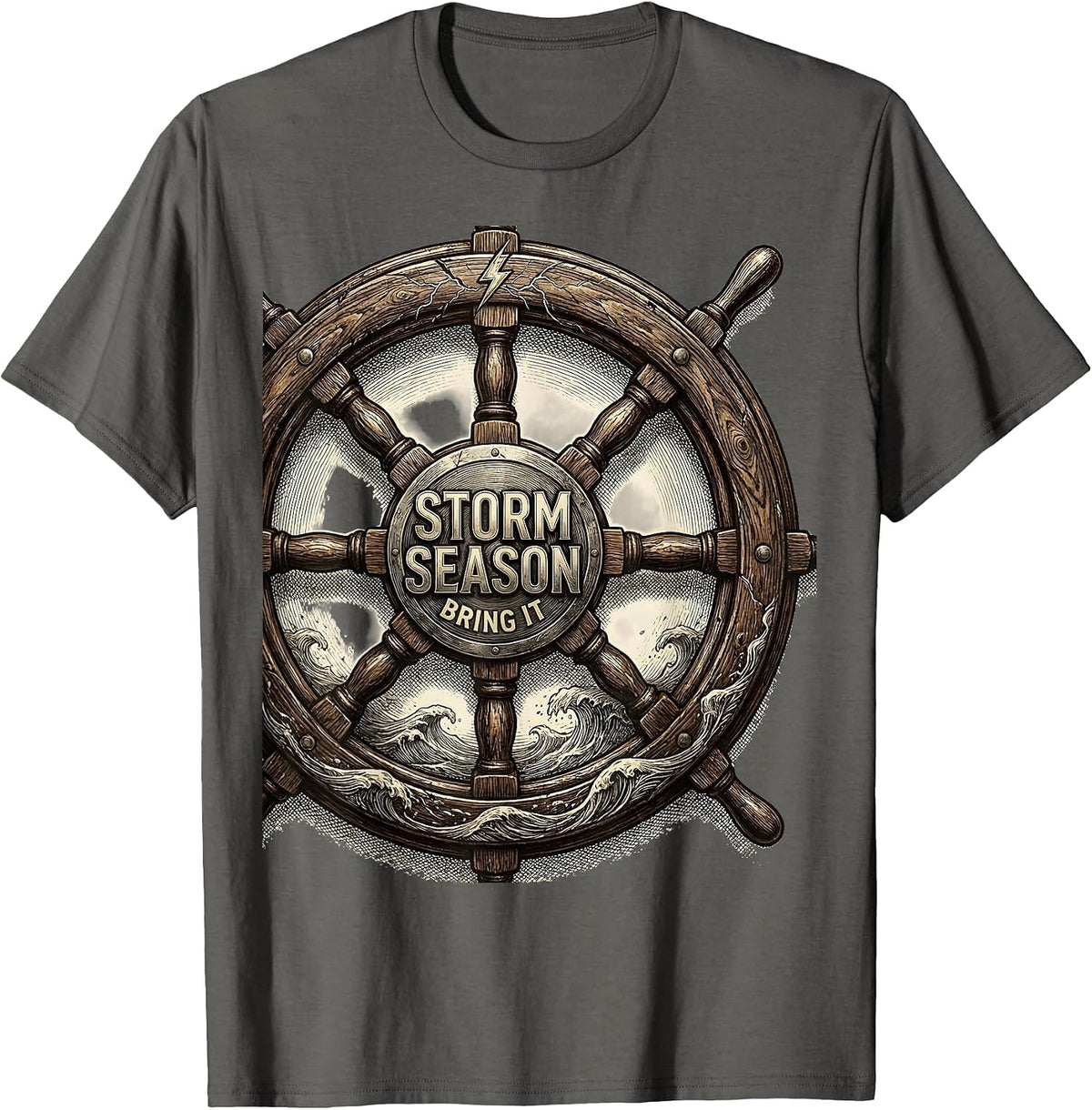 Men's Stronger Than The Storm Season Bring It Design T-Shirt - Asphalt Grey