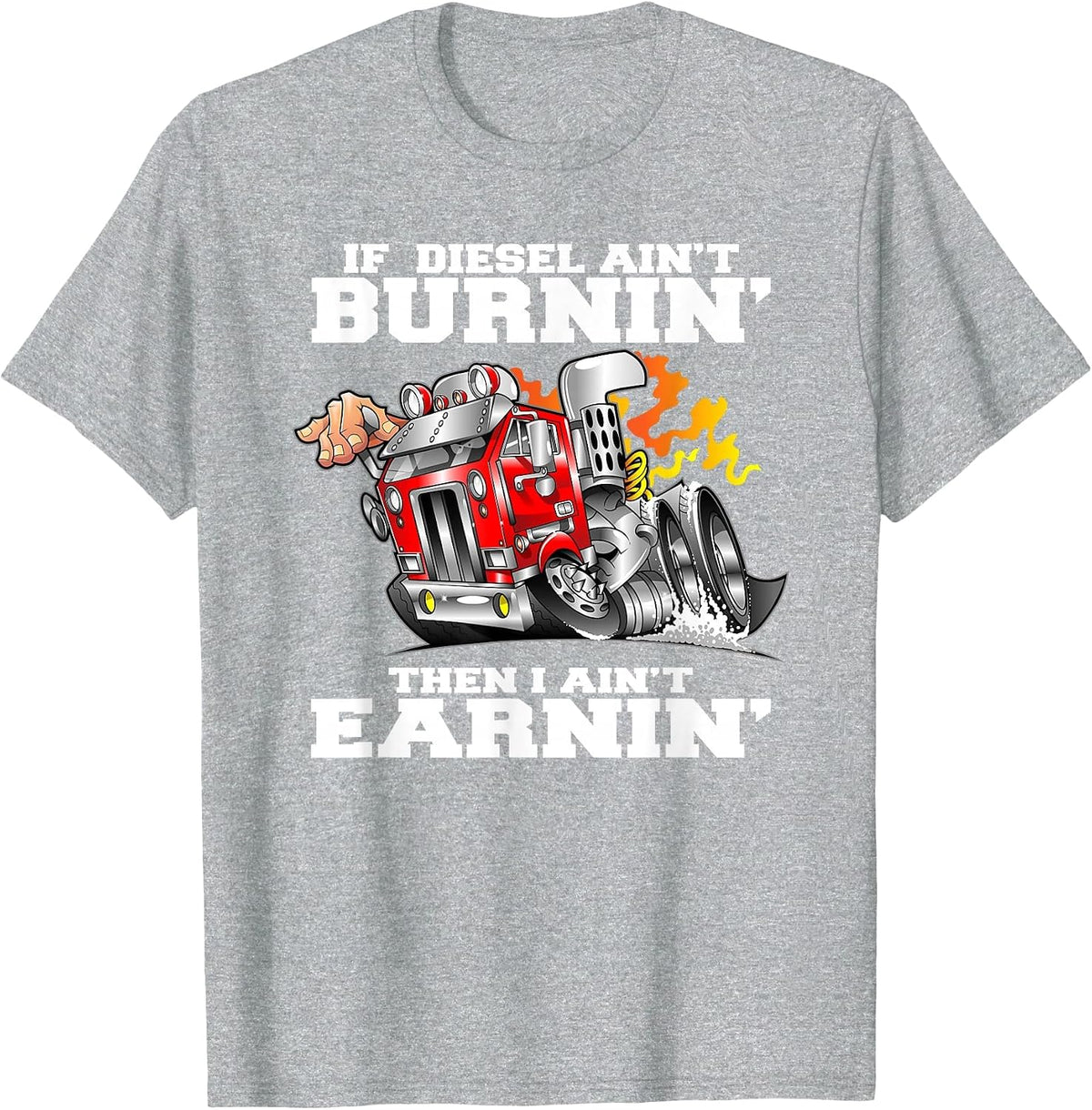 Funny Diesel Truck Driver Big Rig Cabover Truckers T-Shirt - Heather Grey