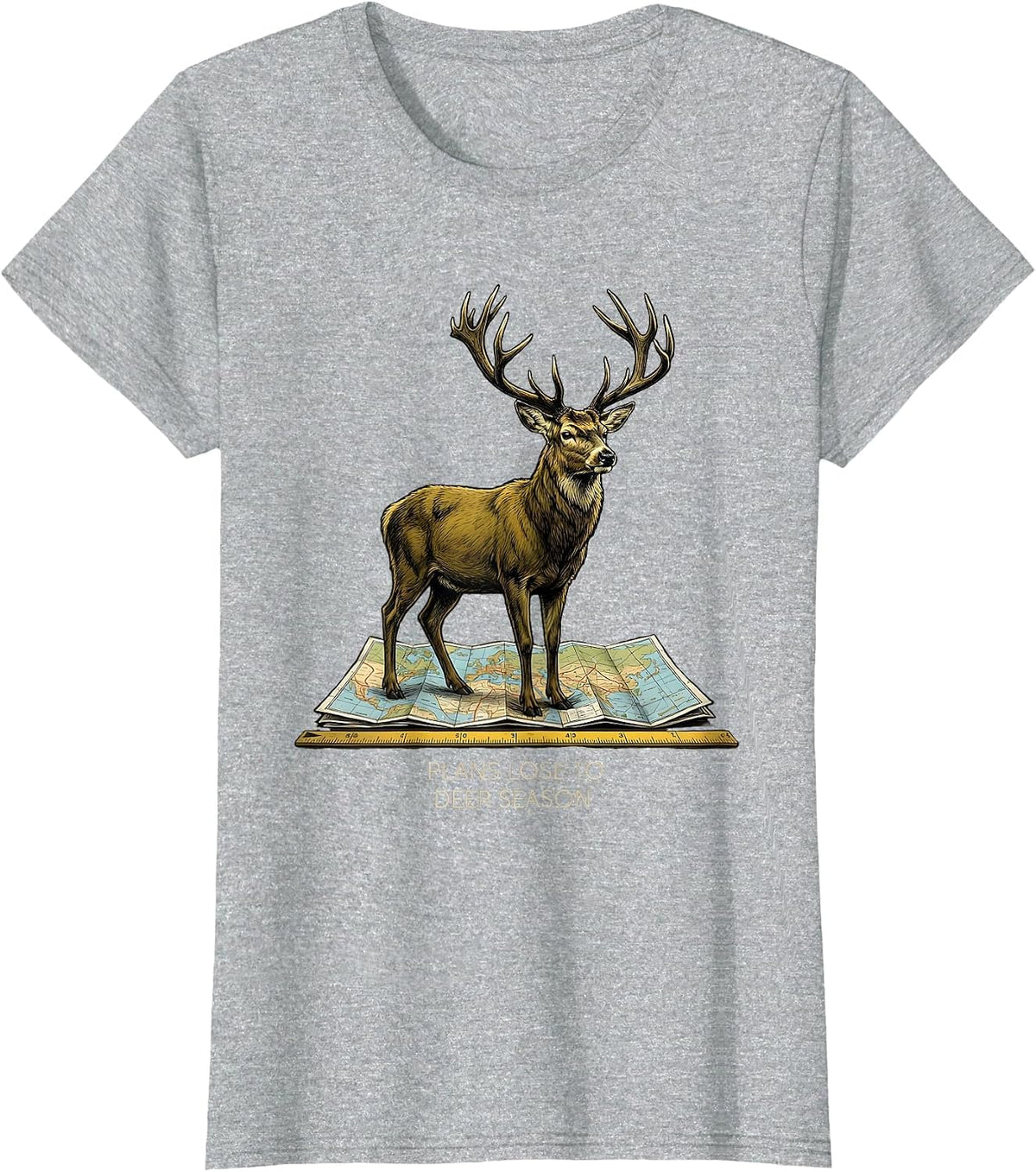 Plans Lose To Deer Season Funny Hunting Dad Humor T-Shirt - Heather Grey