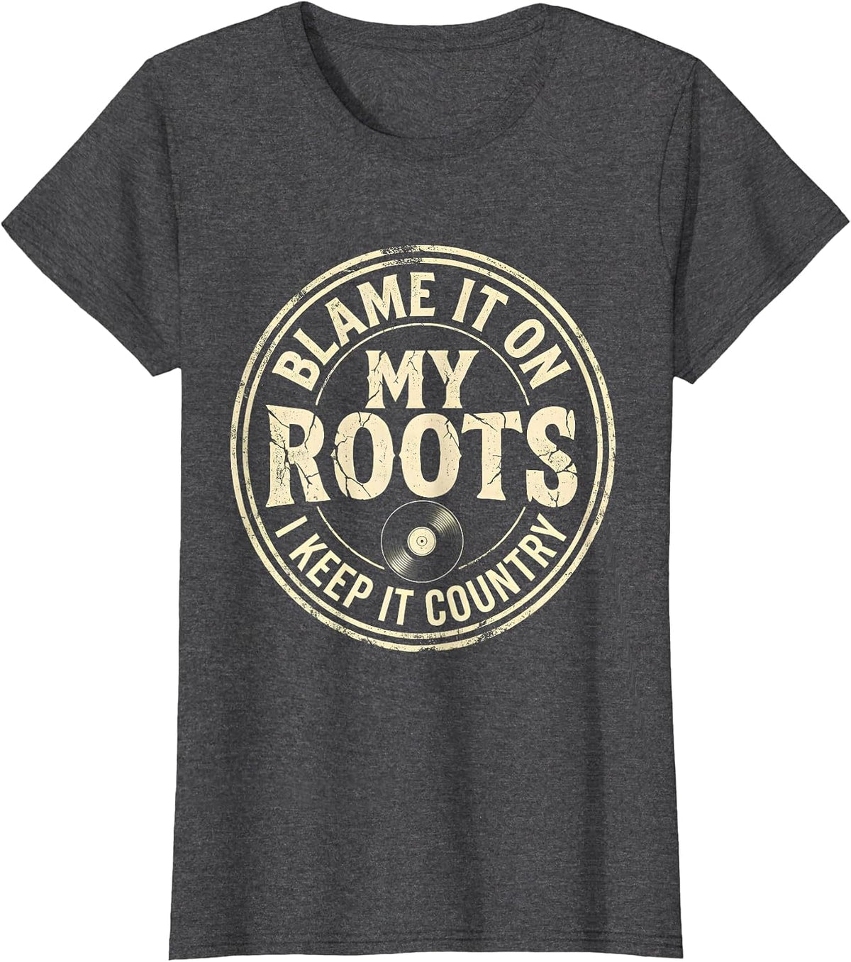 Women's Blame It On My Roots I Keep It Country Boho Western T-Shirt - Dark Heather Grey