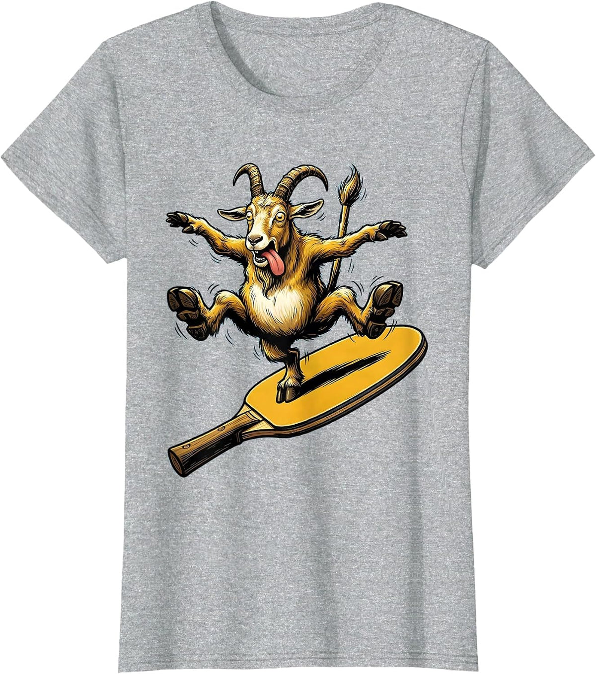 Mountain Goat Pickleball Paddle Balancing Act T-Shirt - Heather Grey