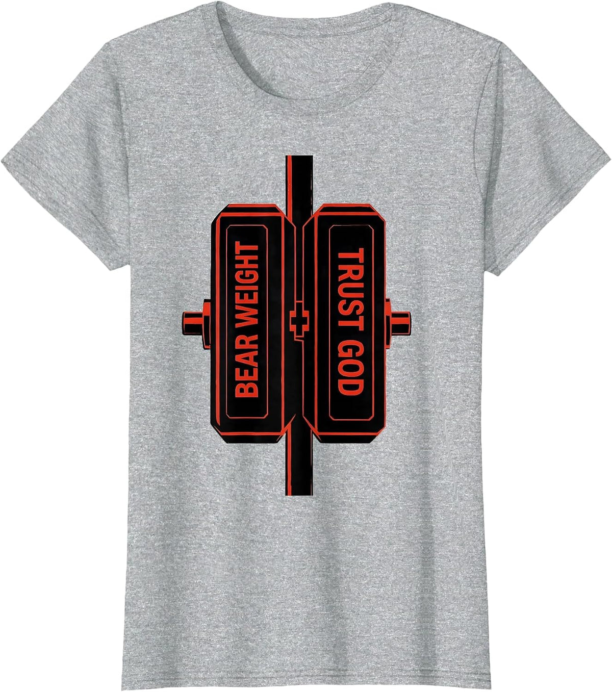 Bear Weight Trust God Faith Fitness Gym Christian T-Shirt - Heather Grey