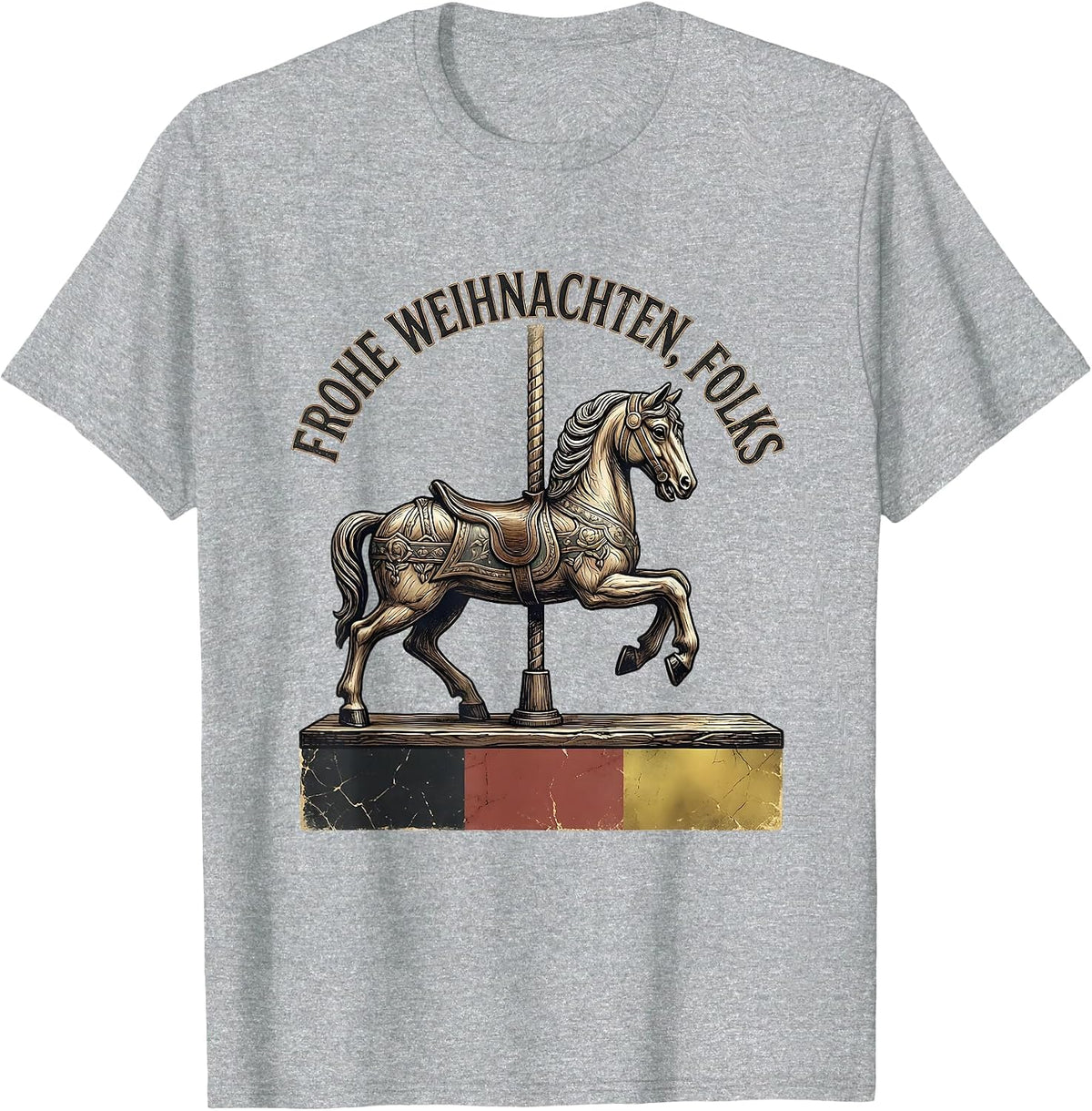 Men's Frohe Weihnachten, Folks Distressed German Heritage Humor T-Shirt - Heather Grey