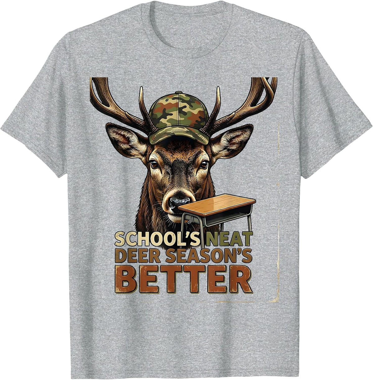 Men's School's Neat Deer Season's Better Vintage Hunting Youth T-Shirt - Heather Grey