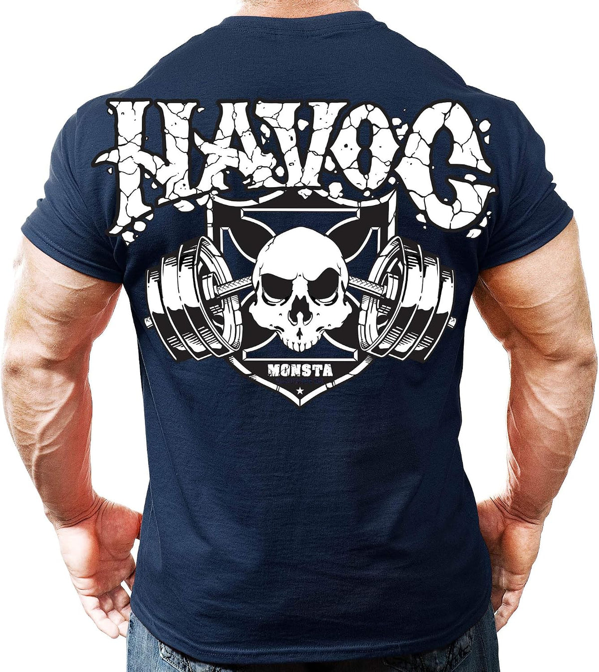 Monsta Clothing Co. Men's Bodybuilding Workout (Havoc Barbell) Gym T-Shirt - Navy
