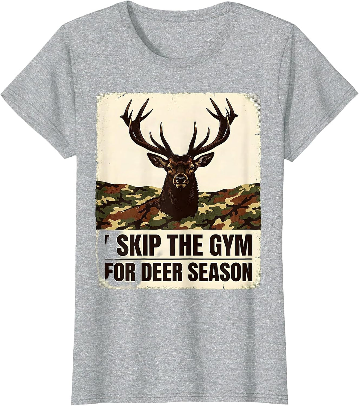 I SKIP THE GYM FOR DEER SEASON Vintage Hunting Dad Gift T-Shirt - Heather Grey