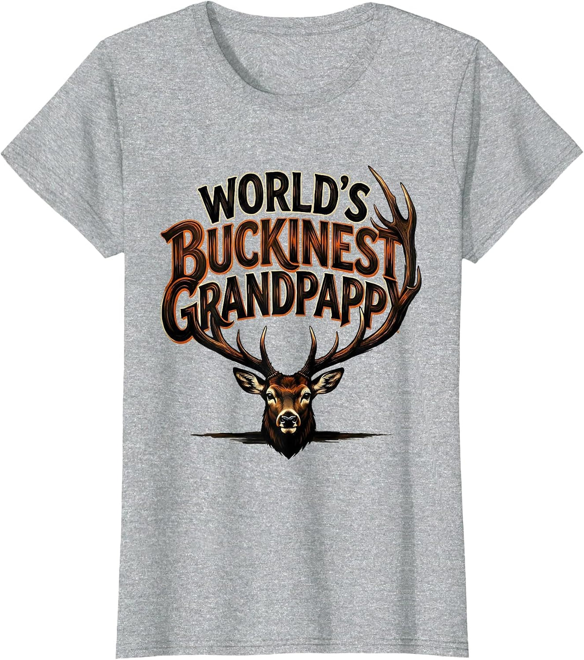 World's Buckinest Grandpappy Funny Deer Hunting Dad Joke T-Shirt - Heather Grey