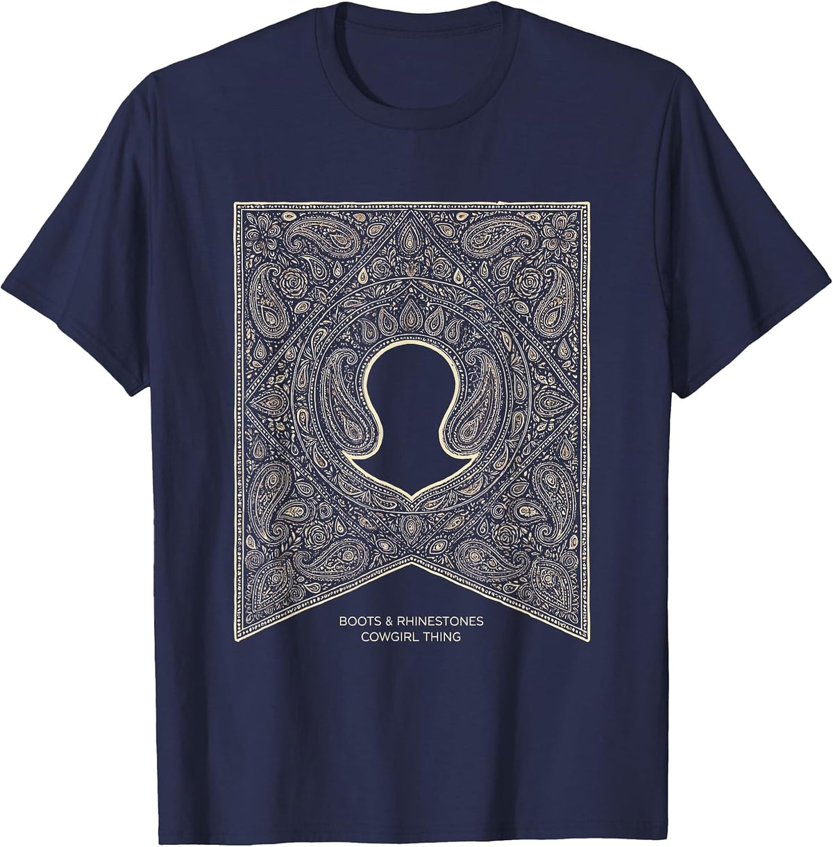 Men's Boots & Rhinestones Cowgirl Thing Western Rodeo Bandana T-Shirt - Navy Blue