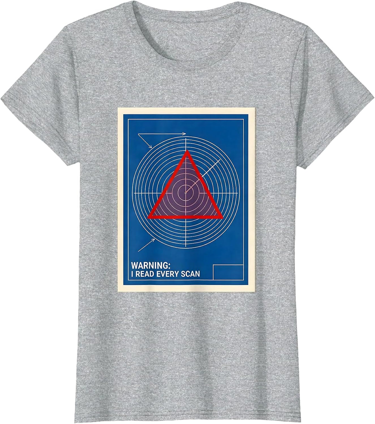 Warning: I Read Every Scan Technical Blueprint Meteorology T-Shirt - Heather Grey