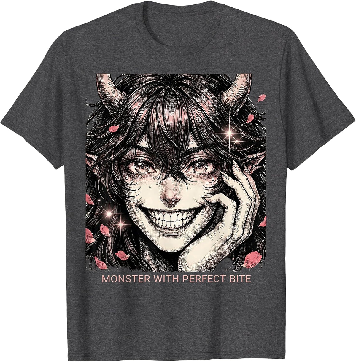 Monster With Perfect Bite Halloween Dental Design T-Shirt - Dark Heather Grey