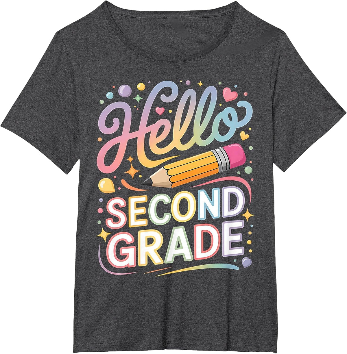 Hello Second 2nd Grade First Day of 2nd Back to School Girls T-Shirt - Dark Heather Grey