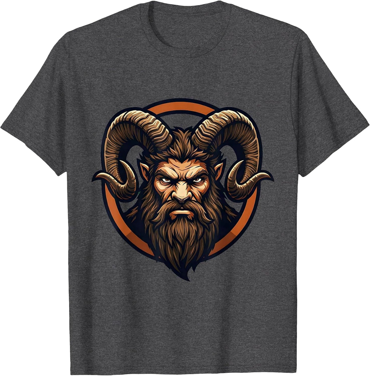 Bearded Mountain Goat Horns Fierce Wild Spirit T-Shirt - Dark Heather Grey
