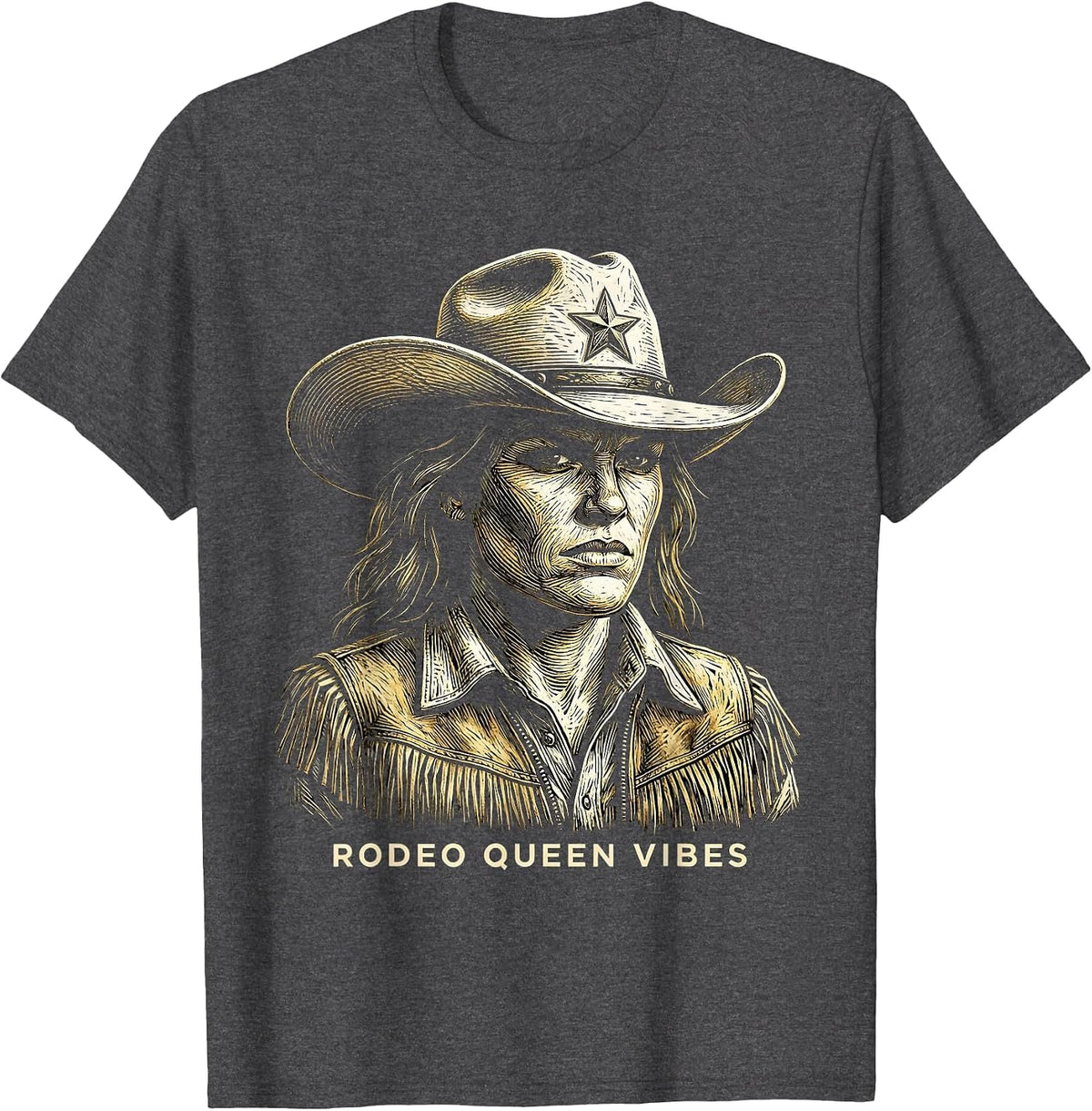 Rodeo Queen Vibes Cowgirl Design T-Shirt - Dark Heather Grey